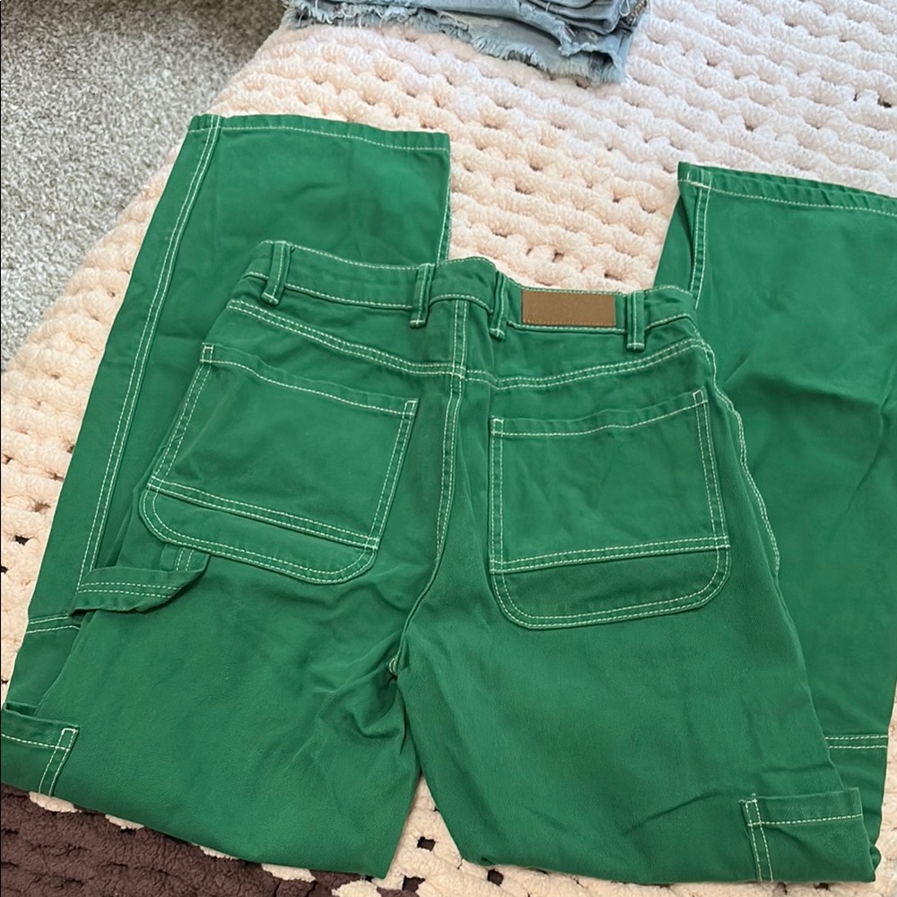 Bershka Green High Rise Women Jeans - Picture 2 of 5